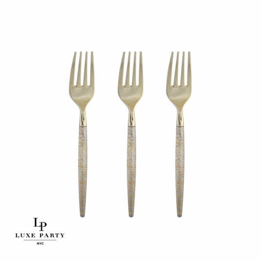 Gold Glitter Plastic Mini Forks | 20 Forks