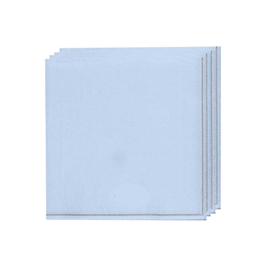 Ice Blue with Silver Stripe Paper Napkins