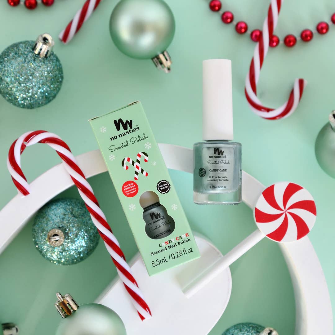 Water Based Scented Scratch Off Kids Nail Polish: Limited Edition Christmas - Candy Cane - Minty Green