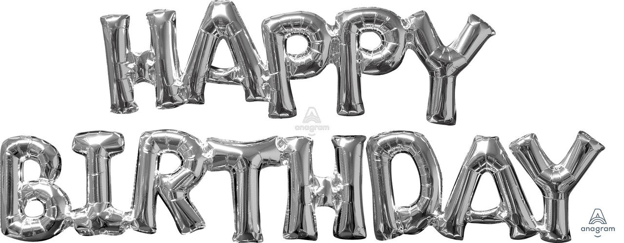 A Happy Birthday Silver Phrase - air filled