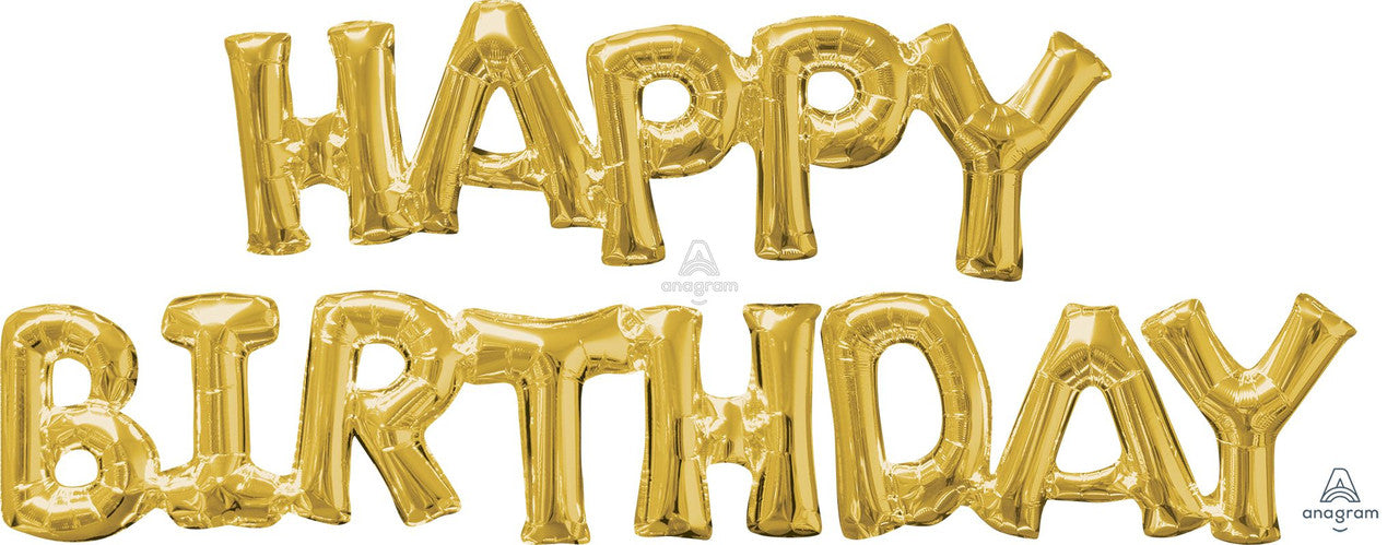 A Happy Birthday Gold Phrase - air filled
