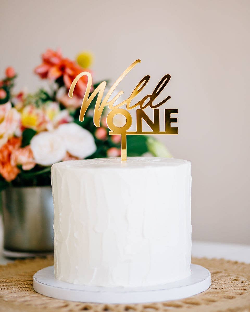 Wild One Cake Topper - Mirror Acrylic- GOLD