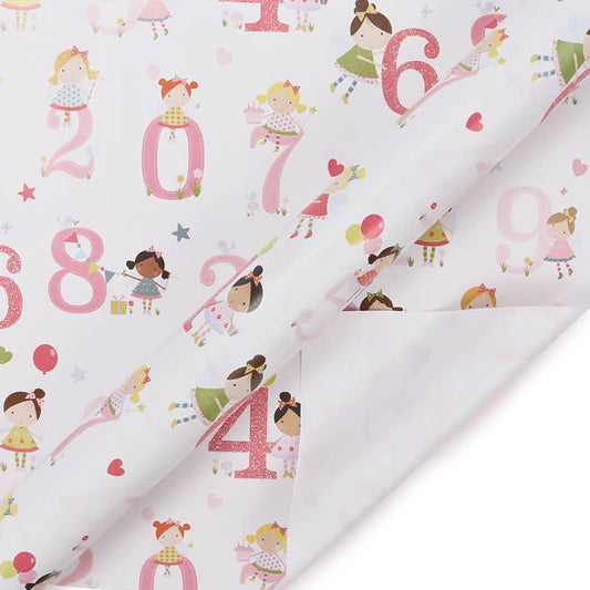 Birthday Girl Numbers Wrapping Gift Wrap Paper Sheets