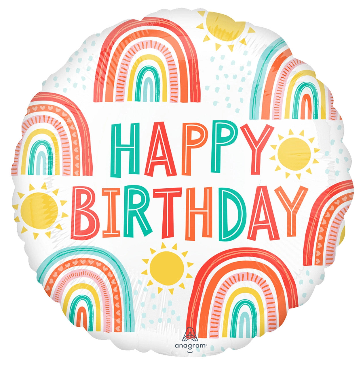 Retro Rainbow Happy Birthday Foil Balloon 17"