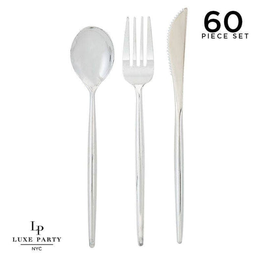 Matrix Silver Plastic Cutlery Set | 60 Pieces