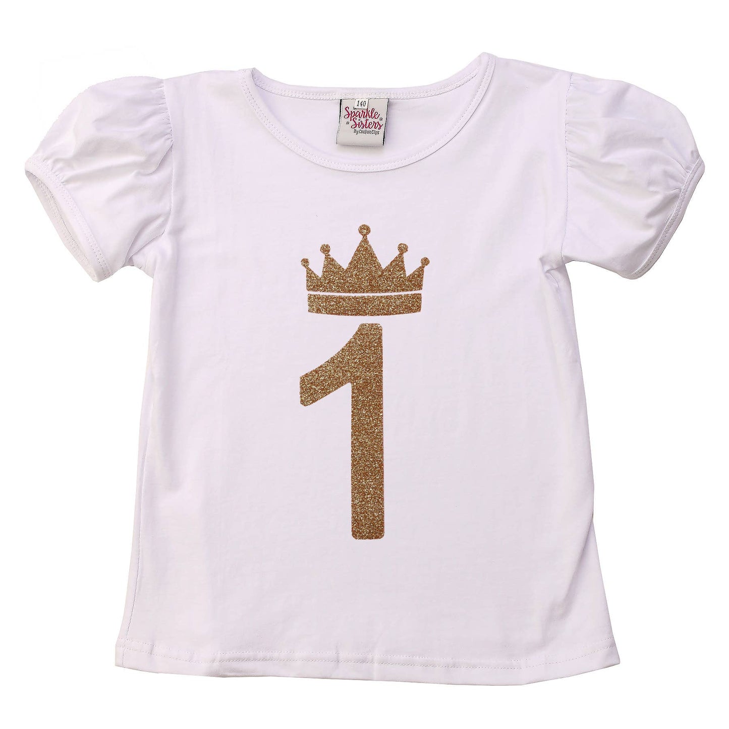Sparkle Sisters by Couture Clips - #1 Birthday Puff sleeve T shirt