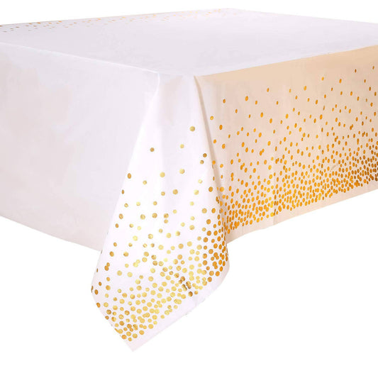 Disposable Dot Confetti Party Table Covers - 54'' x 108''- White
