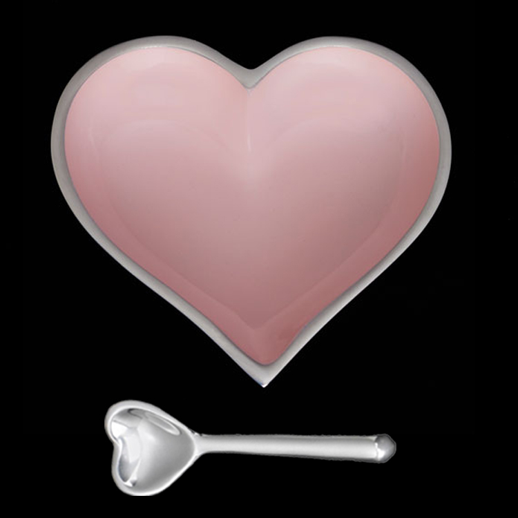 Happy Blush Pink Heart dish with Heart Spoon
