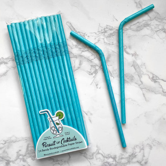 Aqua/Teal Bendy Paper Straws