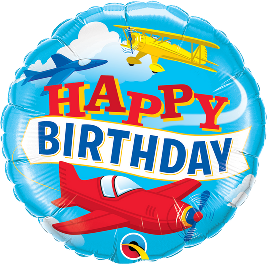 Airplane Happy Birthday Foil balloon 18"