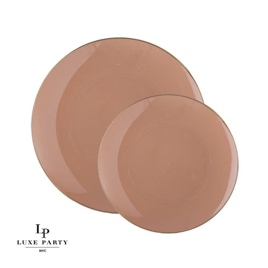 Round Clay• Gold Plastic Plates | 10 Pack 7.25"