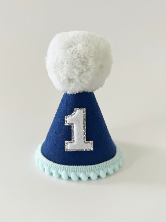 Blue felt hat- First Birthday