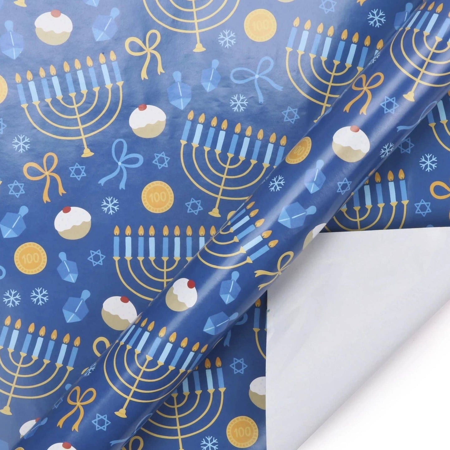 Blue/Multi "Hanukkah Menorah"  Gift Wrap Paper Sheets