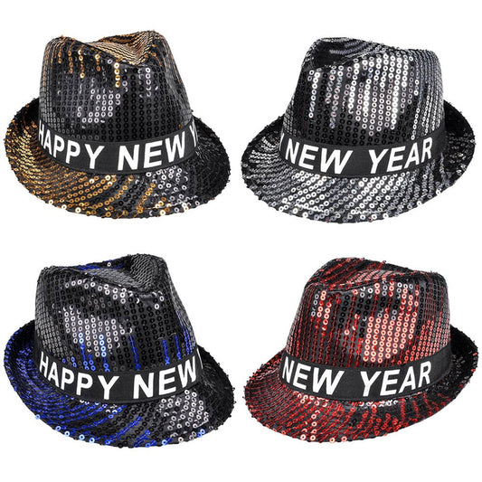 HAPPY NEW YEAR SEQUIN FEDORA- PARTY HAT