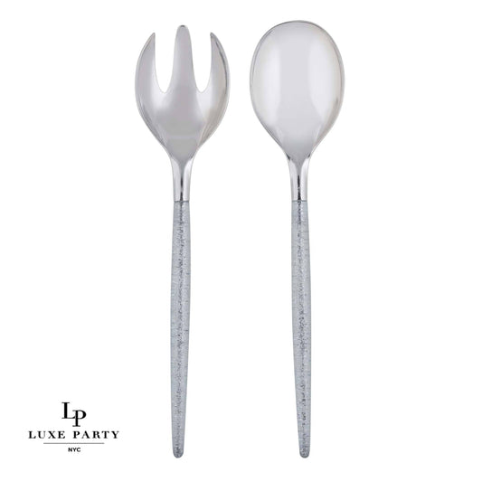 Silver Glitter Plastic Serving Fork • Spoon Set