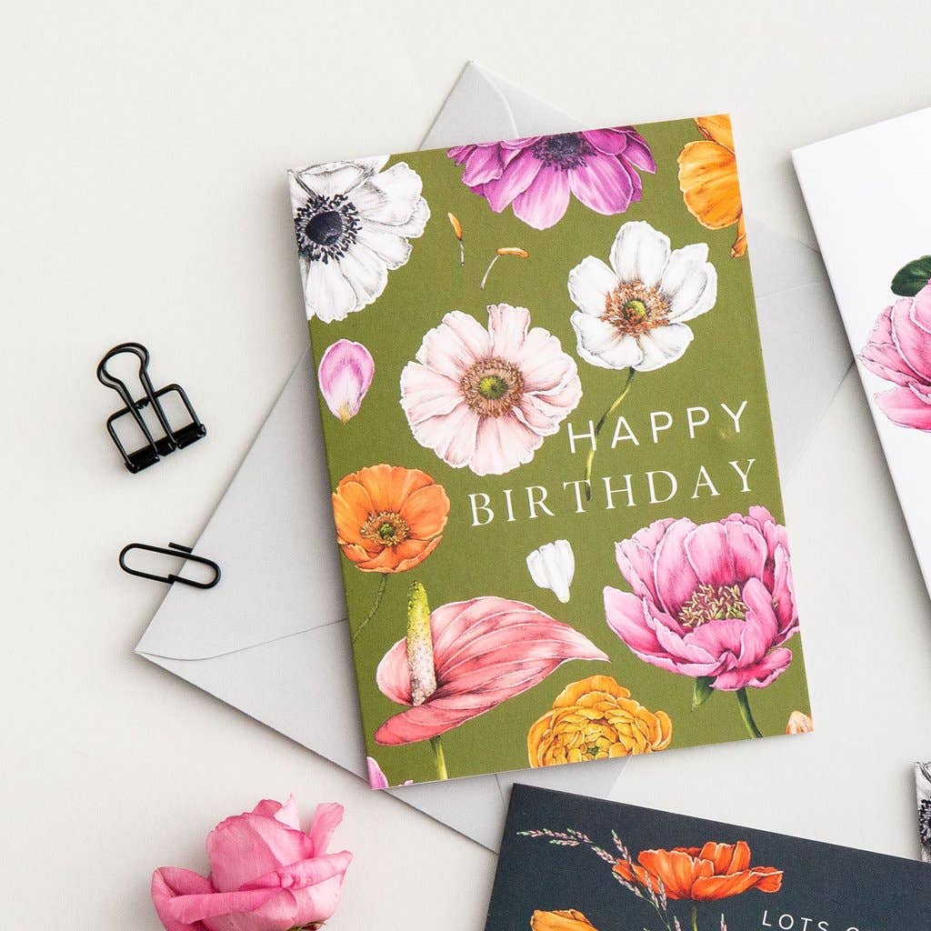 Floral Brights - Happy Birthday card