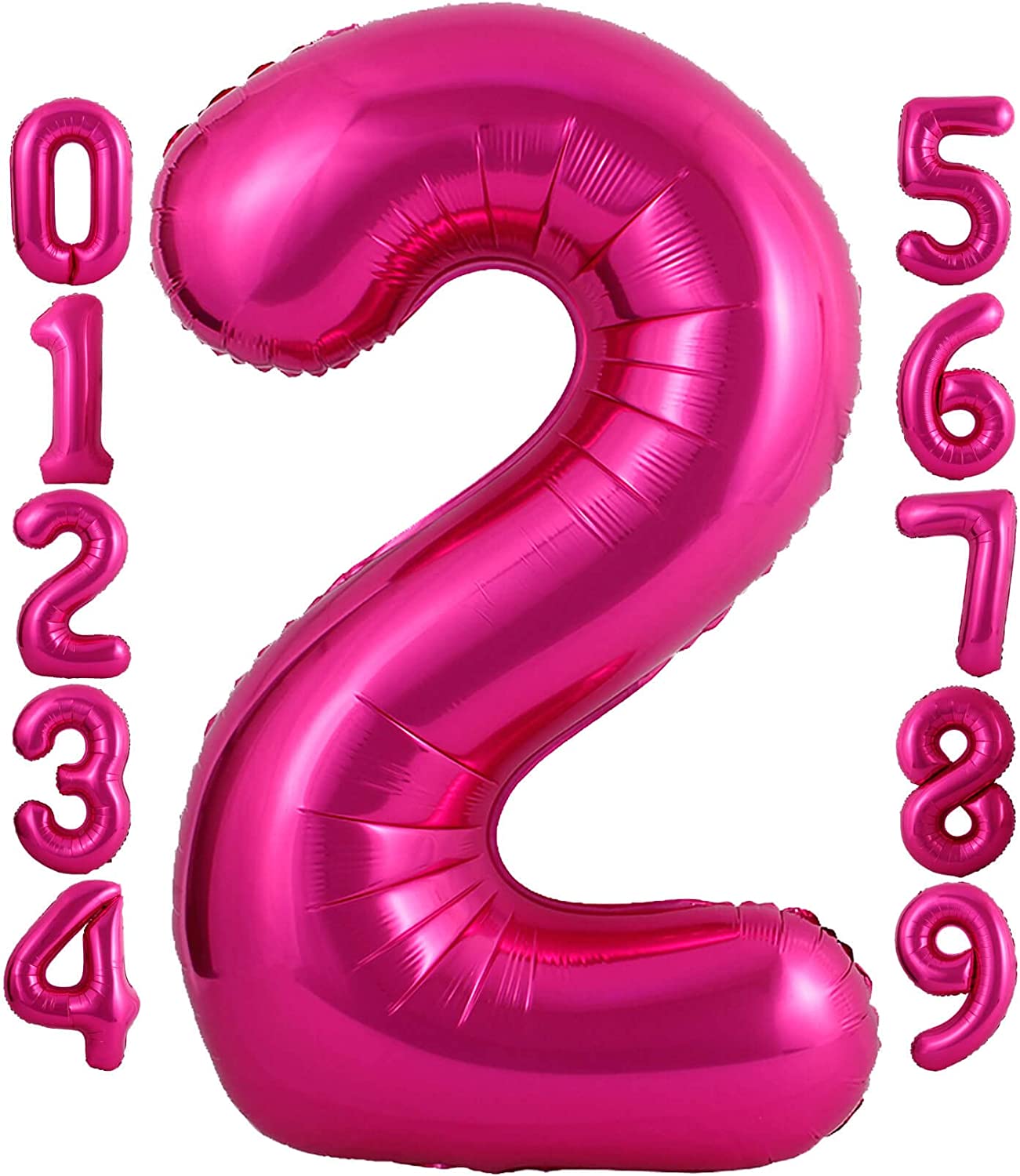 40" Metallic Pink Mylar Number 2 Balloon