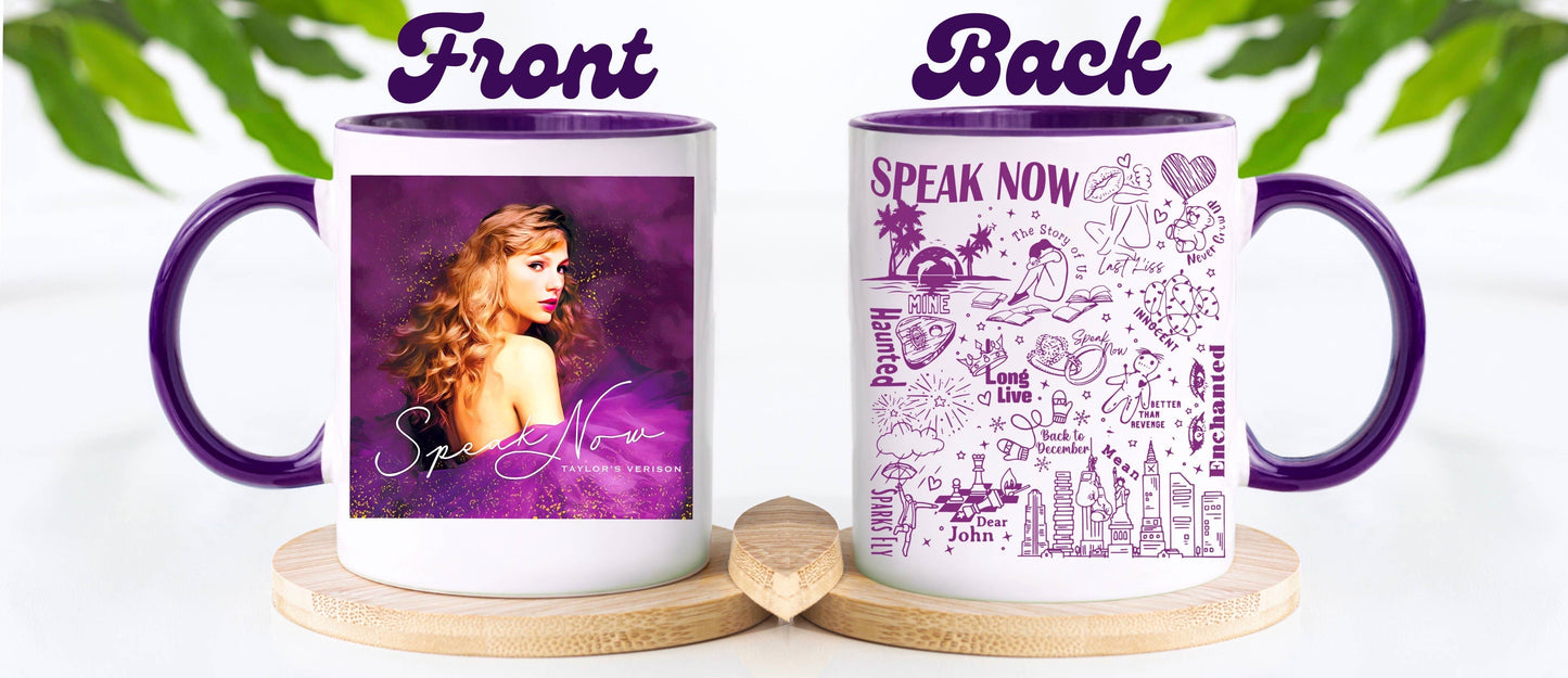 Taylor Swift Speak Now Mug with Purple Handle