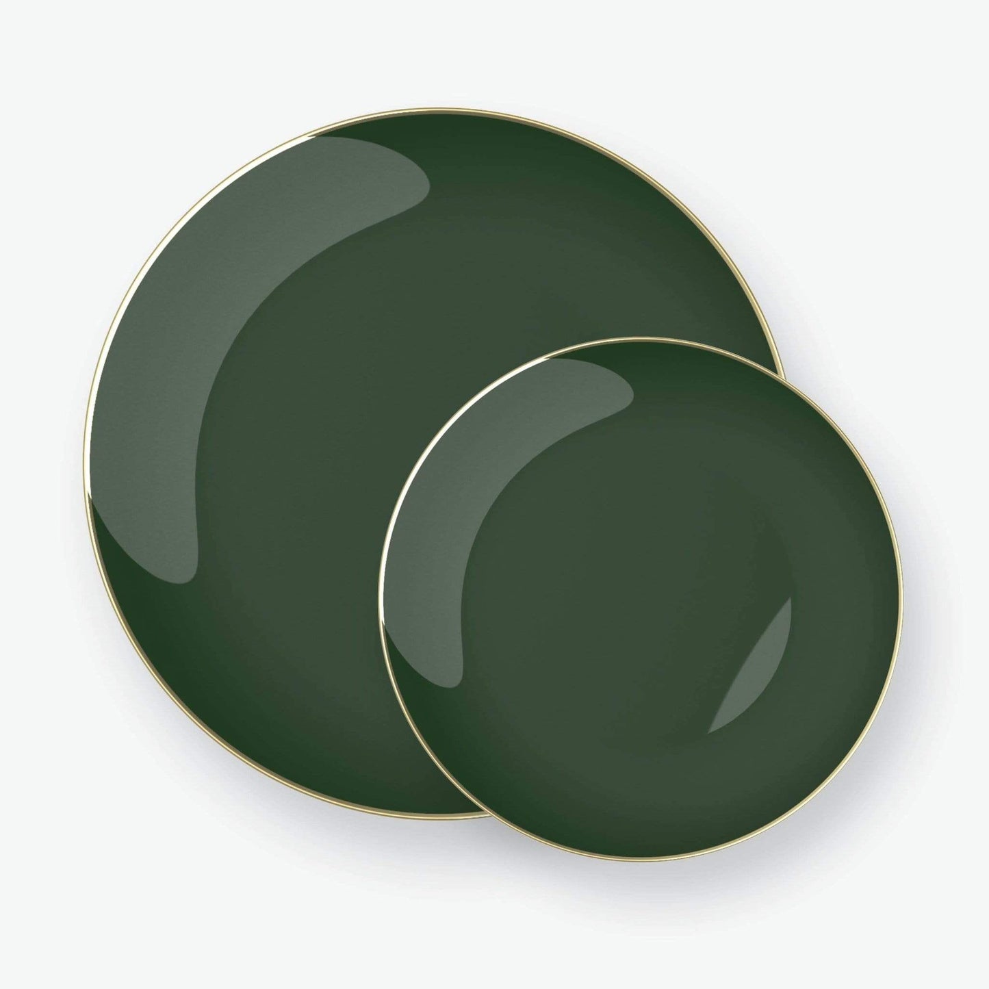 Round Emerald • Gold Plastic Plates | 10 Pack 7.5 inch