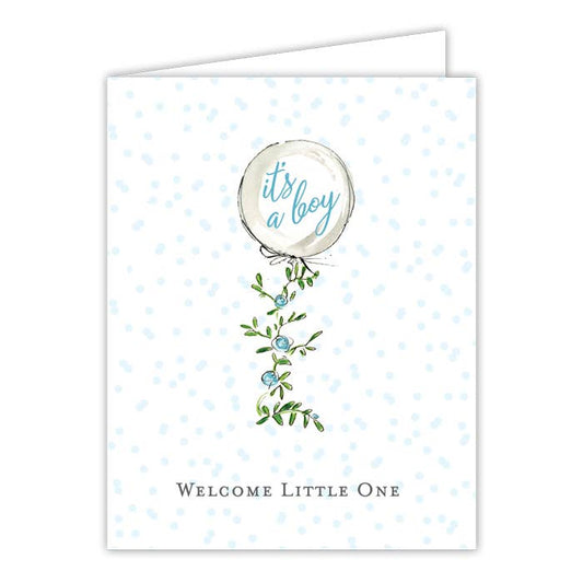 Its A Boy Welcome Little One Balloon Greeting Card
