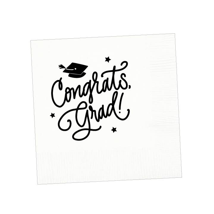 Congrats, Grad! | Napkins - White