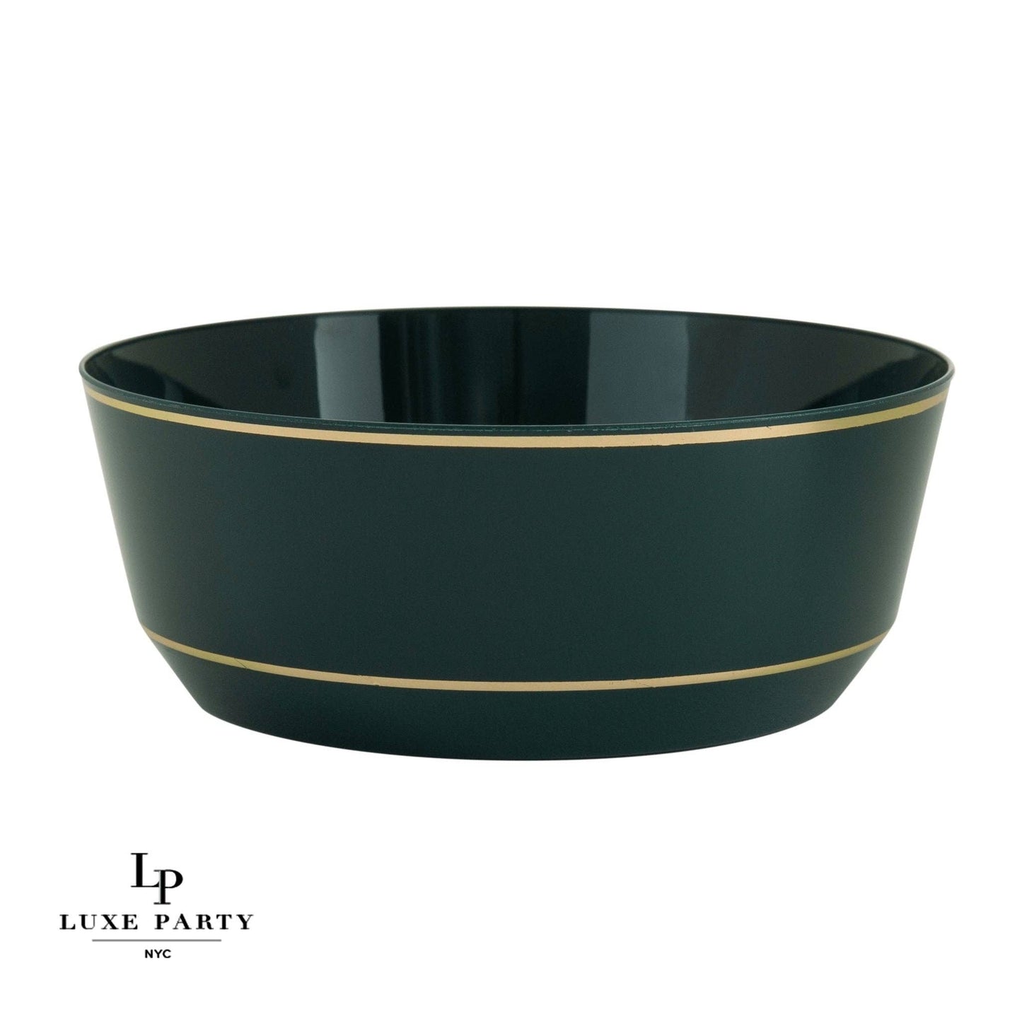 14 Oz. Round Emerald • Gold Plastic Bowls | 10 Pack