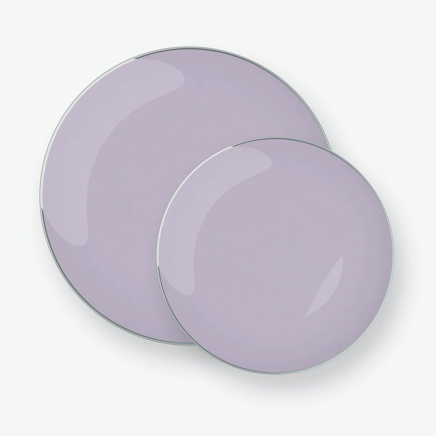 Lavender • Gold Round Plastic Plates | 10 Pack 7.5"