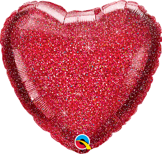 Heart Glittergraphic Red Foil balloon 18" -