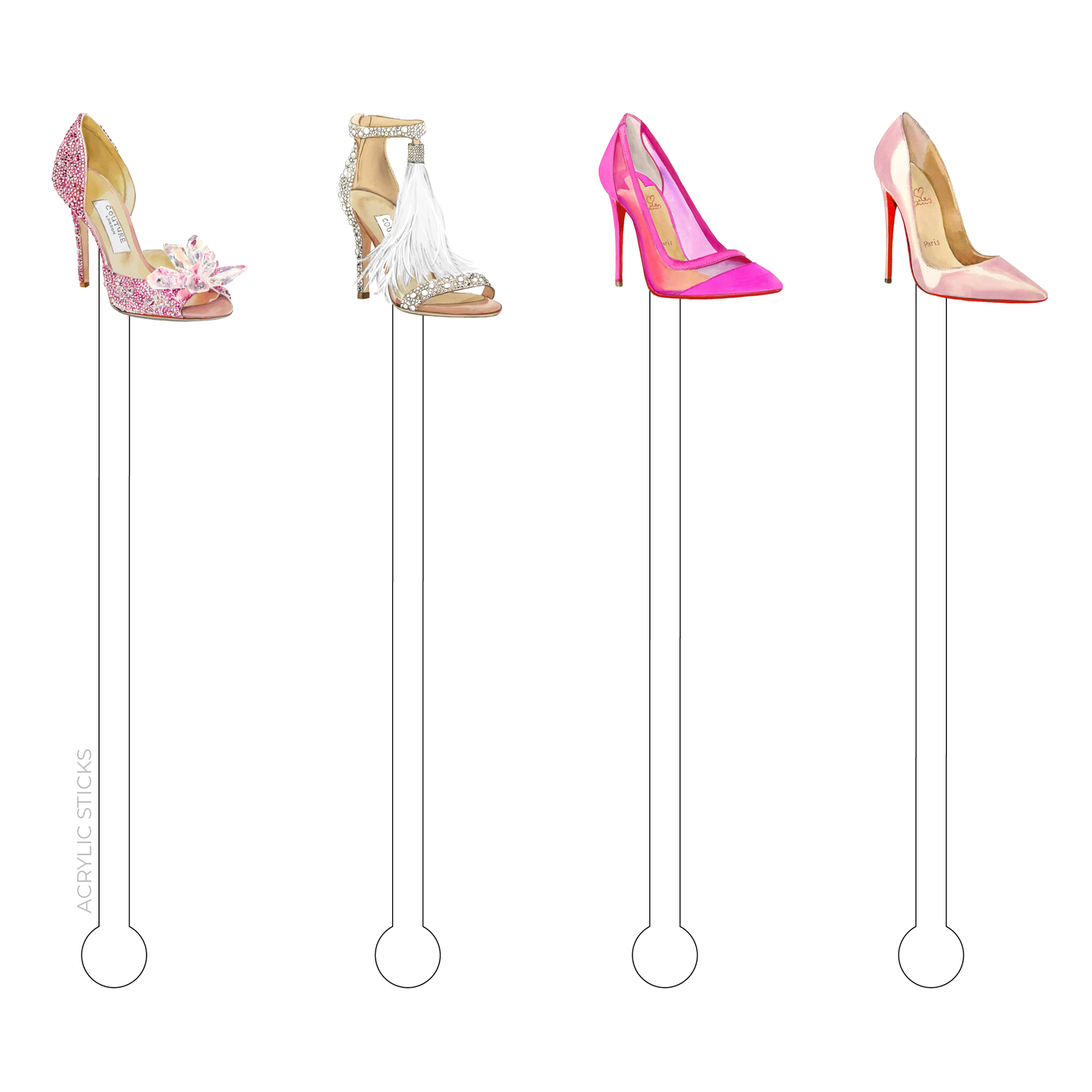 COUTURE FOOT PARTY ACRYLIC STIR STICKS COMBO