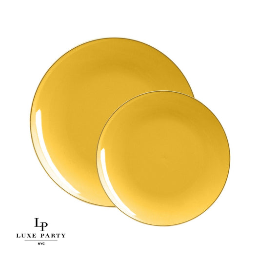 Yellow • Gold Round Plastic Plates | 10 Pack 7.5"