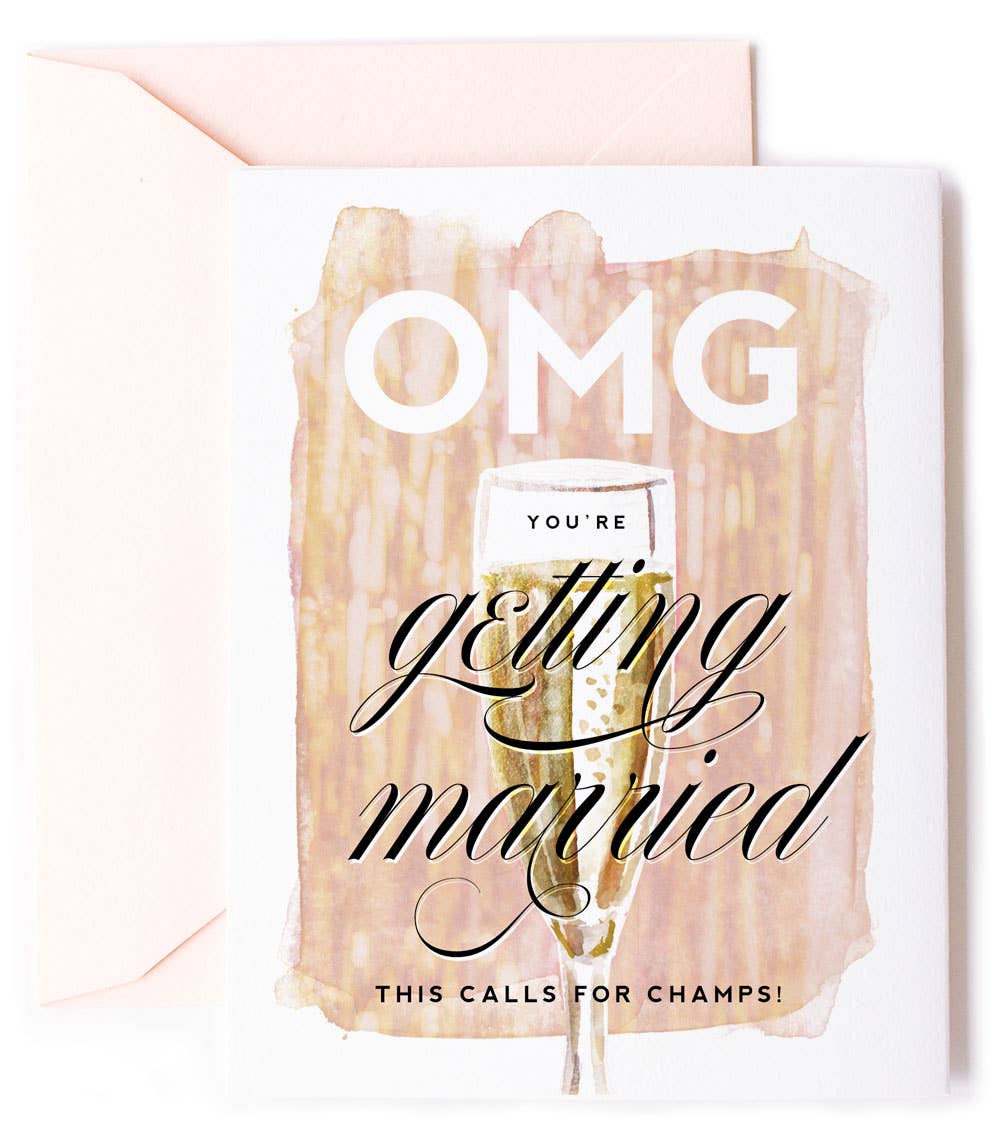 OMG You're Getting Married - Champagne Engagement Card