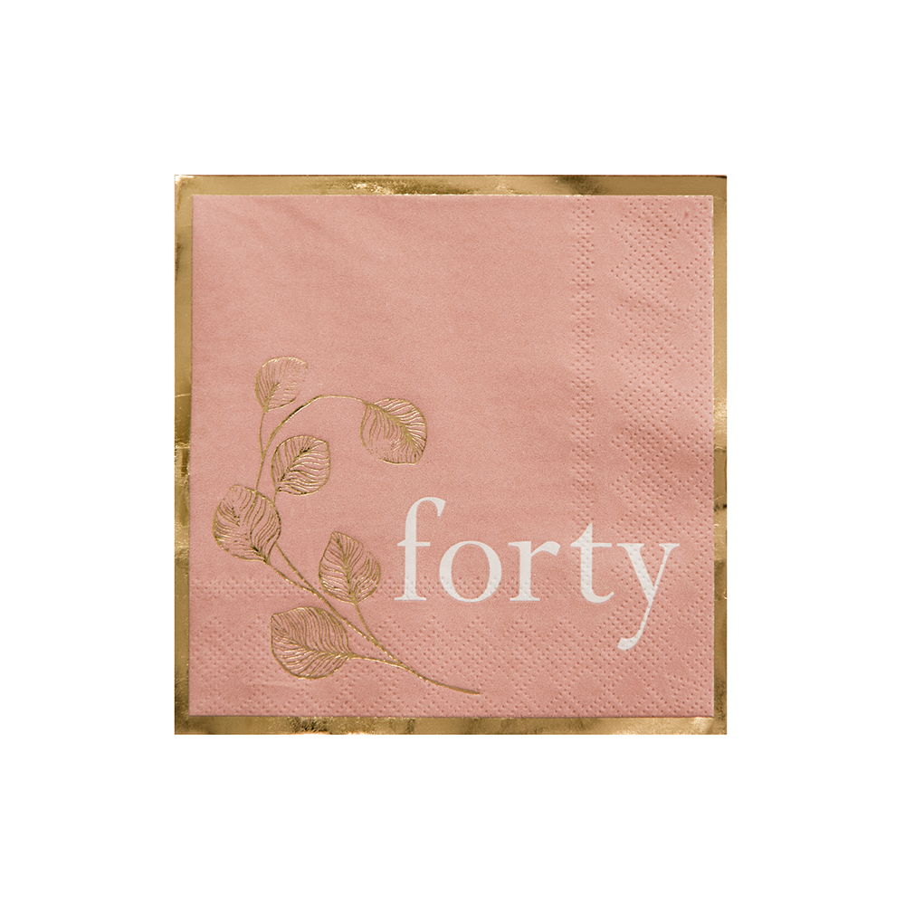 Milestone Blush 40th Cocktail Napkins - 20 Pk.