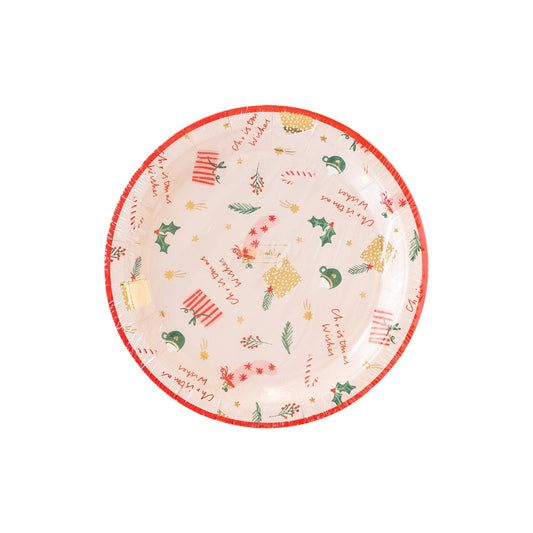 Christmas Wishes Scattered Icons Holiday Plates