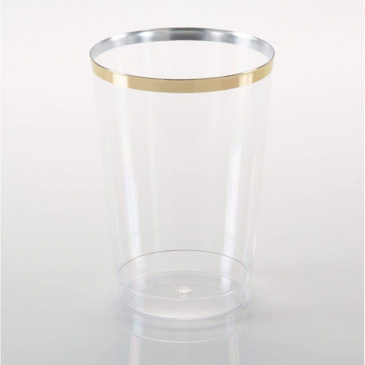 Luxe 12 Oz Clear Plastic • Gold Plastic Cups  | 20 Cups