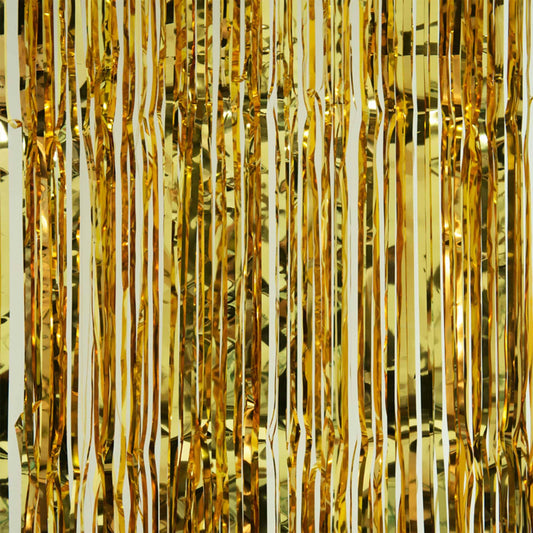 Metallic Foil Fringe Curtain - Gold