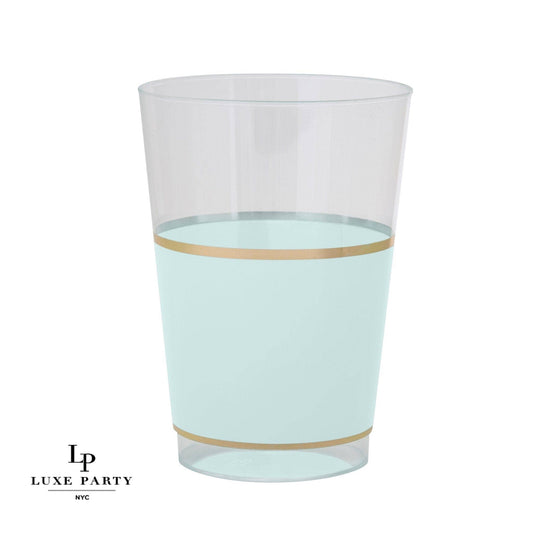 12 Oz Round Mint • Gold Plastic Cups | 10 Cups