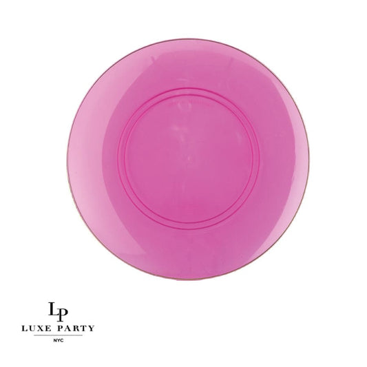 Round Transparent Hot Pink • Gold Plastic Plates | 10 Pack 10.25"