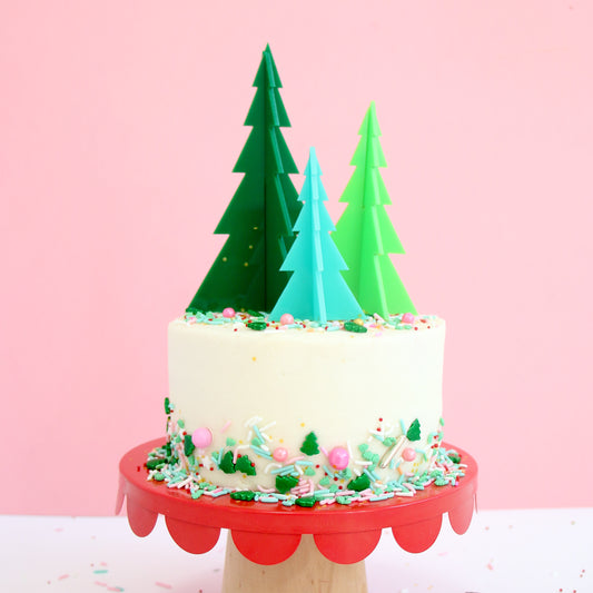 Green Tree Trio Acrylic Christmas Cake Topper