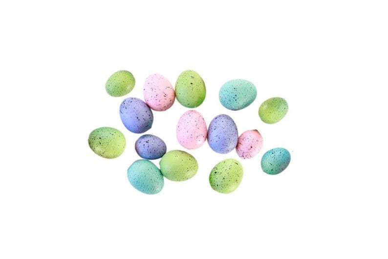 Colorful mini eggs in a bag