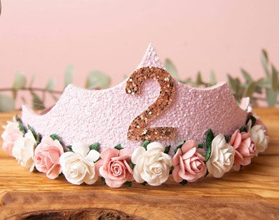 Pink Glitter Birthday Tiara- 1st Birthday - Number 1
