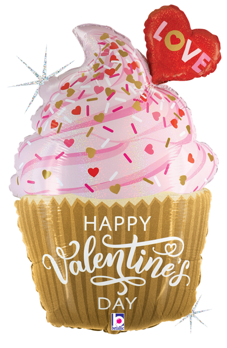 Valentine Golden Cupcake Holo 22"