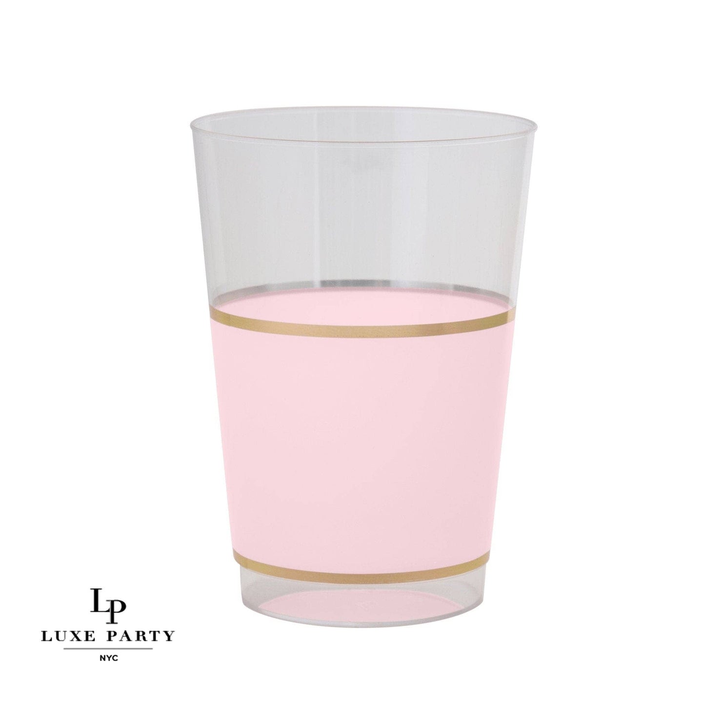 12 Oz Round Blush • Gold Plastic Cups | 10 Cups