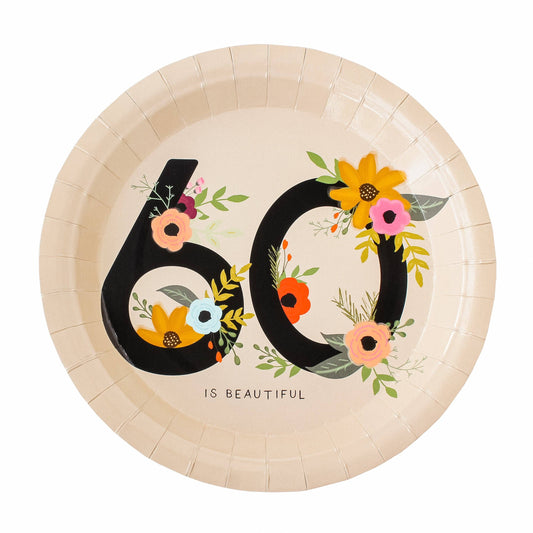 60 is Beautiful Birthday Party Plates