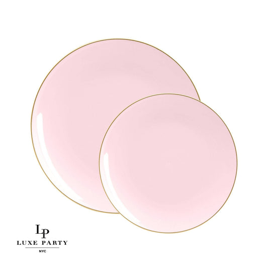 Round Blush • Gold Plastic Plates | 10 Pack DINNER