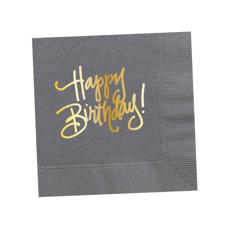 Happy Birthday!| Napkins Grey and Gold