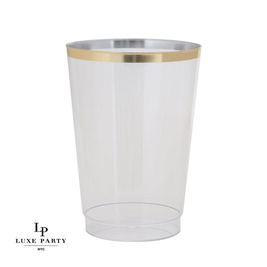 Luxe 9 Oz Clear Plastic • Gold Plastic Cups | 20 Cups