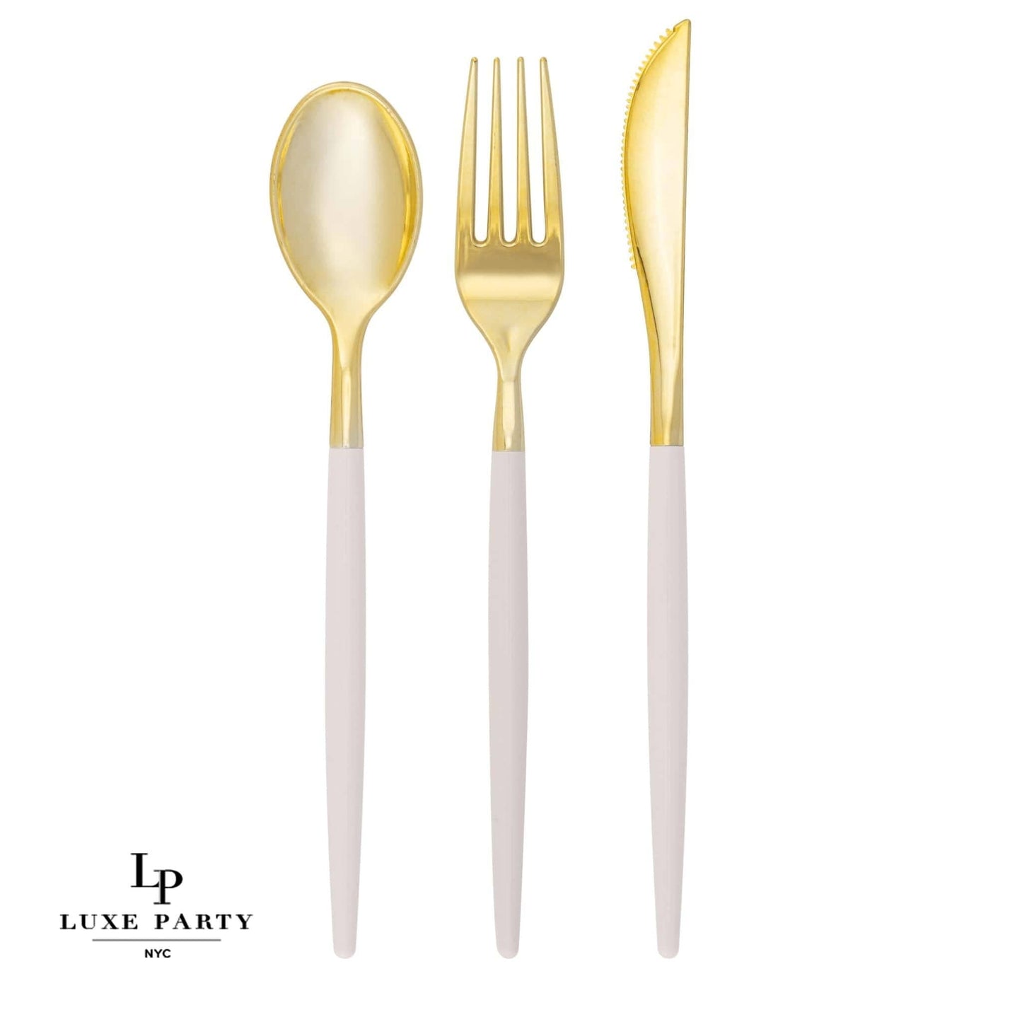 Linen • Gold Plastic Cutlery Set | 32 Pieces