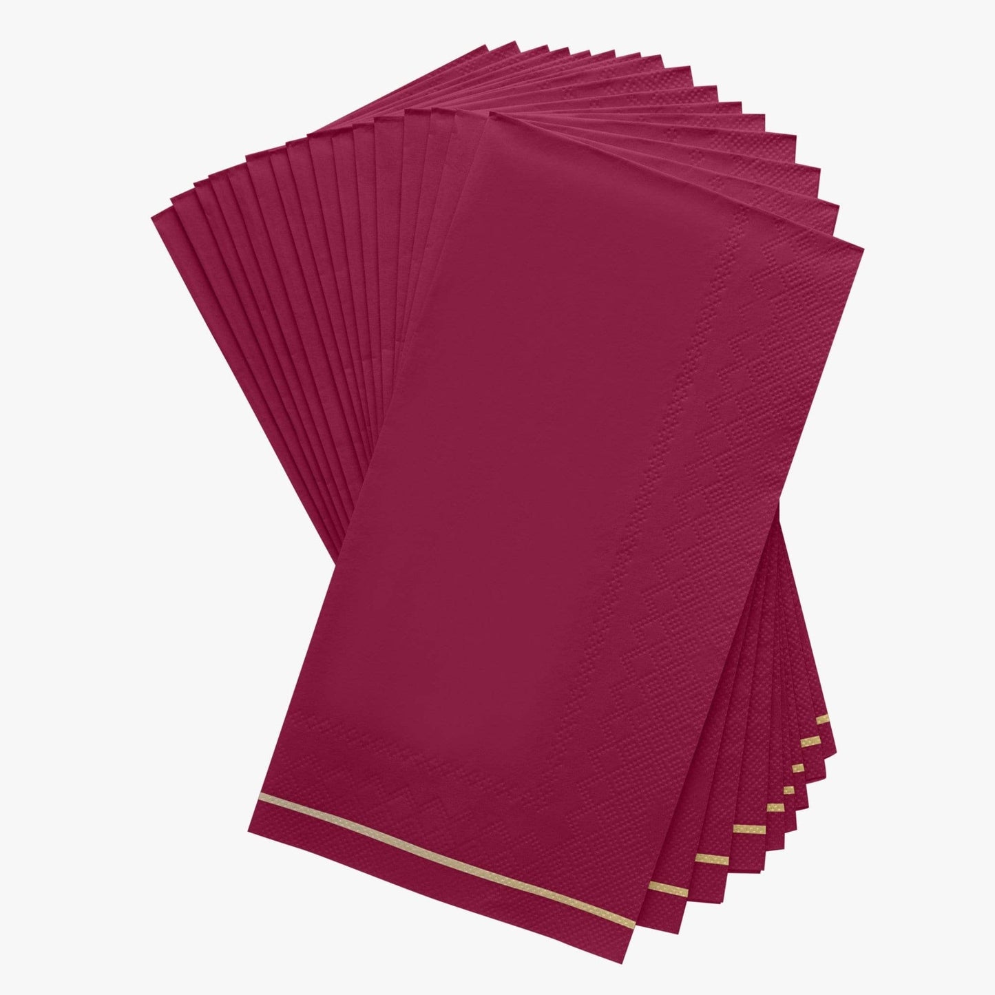 Cranberry with Gold Stripe Paper Napkins -
