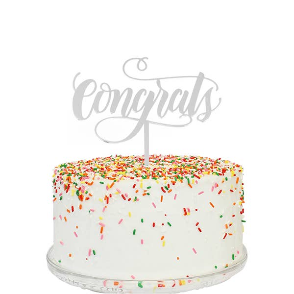Congrats Cake Topper (silver mirror)
