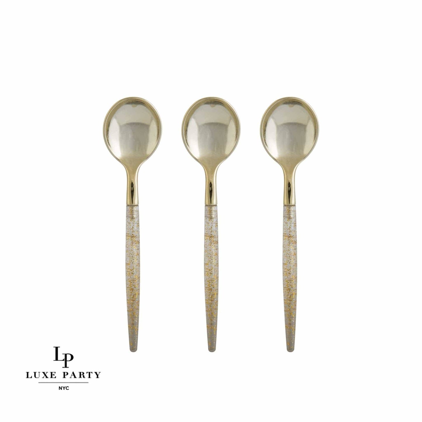 Gold Glitter Plastic Mini Spoons | 20 Spoons